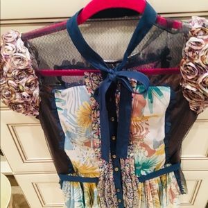 Anthropologie Rose Petal Detailed Blouse